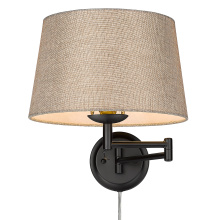 Golden Canada 3692-A1W BLK-NS - Wry Lighting Eleanor 1-light Swing Arm Wall Lamp in Matte Black and Natural Sisal shade